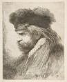 Head of an old man facing left, from "Large Oriental Heads", Giovanni Benedetto Castiglione (Il Grechetto)  Italian, Etching