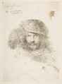 Head of a man wearing a feathered cap (possibly Bernini, possibly a self portrait), from "Large Oriental Heads", Giovanni Benedetto Castiglione (Il Grechetto)  Italian, Etching
