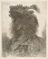 Head of a man in shadow turned slightly to the left, from "Large Oriental Heads", Giovanni Benedetto Castiglione (Il Grechetto)  Italian, Etching