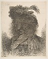 Head of a man in shadow turned slightly to the left,  from the series of 'Large Oriental Heads', Giovanni Benedetto Castiglione (Il Grechetto) (Italian, Genoa 1609–1664 Mantua), Etching