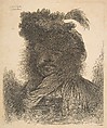Head of a man in shadow turned slightly to the left, from 