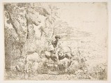 Young herdsman on horseback, Giovanni Benedetto Castiglione (Il Grechetto)  Italian, Etching