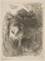 Head of an old man looking down, facing left, from "Small Studies of Heads in Oriental Headress", Giovanni Benedetto Castiglione (Il Grechetto) Italian, Etching