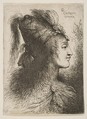 Young man wearing a plumed turban, facing right, from "Small Heads in Oriental Headdress", Giovanni Benedetto Castiglione (Il Grechetto)  Italian, Etching