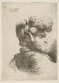 Man in profile facing right, wearing a fur hat, from "Small Heads in Oriental Headdress", Giovanni Benedetto Castiglione (Il Grechetto)  Italian, Etching