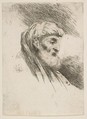 Head of an old bearded man facing right, from "Small Heads in Oriental Headdress", Giovanni Benedetto Castiglione (Il Grechetto)  Italian, Etching with lavis (?)