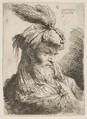 Head of a bearded man with a turban facing right, from "Small Heads in Oriental Headdress", Giovanni Benedetto Castiglione (Il Grechetto)  Italian, Etching