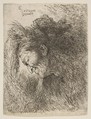 Head of an old man looking down, facing left, from "Small Heads in Oriental Headdress", Giovanni Benedetto Castiglione (Il Grechetto)  Italian, Etching