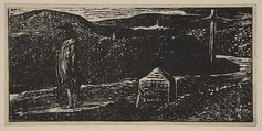 Colinet's Journey: Milestone Marked 'LXII Miles to London', from Thornton's "Pastorals of Virgil", William Blake  British, Wood engraving; second state