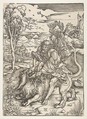 Samson Rending the Lion, Albrecht Dürer  German, Woodcut