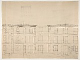 Studies of church facades from the Workshop of Froment-Meurice; verso, design for building facades, Workshop of Jacques-Charles-François-Marie Froment-Meurice (French, 1864–1948), Graphite