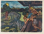 The Campers, Ben Hoffman Abramowitz  American, Color Woodcut