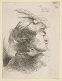 Man wearing a small turban, facing right, from "Small Heads in Oriental Headdress", Giovanni Benedetto Castiglione (Il Grechetto) Italian, Etching
