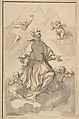 Saint Augustine on Clouds Surrounded by Angels, Johann Jacob Eybelwieser Austrian, Pen and brown ink, brush and gray wash, black chalk underdrawing
