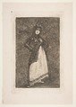 A Maja standing against a dark background with figures, Goya (Francisco de Goya y Lucientes)  Spanish, Etching, aquatint