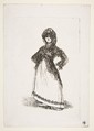 A Maja standing with hands on her hips, Goya (Francisco de Goya y Lucientes)  Spanish, Etching, drypoint