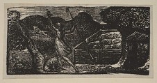 Shepherd Chases Away a Wolf, from Thornton's "Pastorals of Virgil", William Blake  British, Wood engraving; first state
