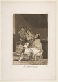 Plate 35 from "Los Caprichos": She fleeces him (Le descañona), Goya (Francisco de Goya y Lucientes)  Spanish, Etching, burnished aquatint