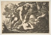 Apollo and Clytie, Laurent de La Hyre  French, Etching; second state of two (Robert-Dumesnil)