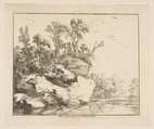 The Covered Rocks, Laurent de La Hyre French, Etching; first state of two (Robert-Dumesnil)