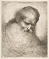 A bearded man wearing a cap looking down to the right, from "Heads in Oriental Headdress", Giovanni Benedetto Castiglione (Il Grechetto) Italian, Etching