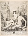 David Watching Bathsheba Bathe, de la Court French, Engraving with etching
