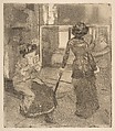 Mary Cassatt at the Louvre: The Etruscan Gallery, Edgar Degas (French, Paris 1834–1917 Paris), Soft-ground, drypoint, aquatint, and etching; third state of nine