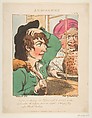 Admiration (Le Brun Travested, or Caricatures of the Passions), Thomas Rowlandson British, Etching, printed in brown ink, hand-colored