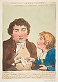 Joy with Tranquility (Le Brun Travested, or Caricatures of the Passions), Thomas Rowlandson British, Hand-colored etching, printed in brown ink