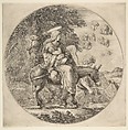 Flight into Egypt, a round composition, Stefano della Bella Italian, Etching; first state of two