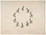 Ten Cavaliers Forming a Circle, Stefano della Bella  Italian, Etching