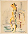 Looking in Mirror, John Sloan American, Pastel, color pencil, and wash