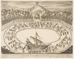 Parade float in the form of a ship, coat of arms of the Grand Duke of Modena at top, Stefano della Bella  Italian, Etching, engraving