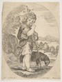 Saint John the Baptist Biting a Piece of Fruit, Stefano della Bella  Italian, Etching; third state of three