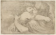 Two Children Embrace, Stefano della Bella  Italian, Etching