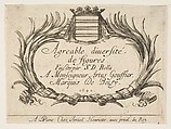 Two palms and a coat of arms frame the title and dedication, title page and plate 1 for "Various Figures" (Agréable diversité de figures), Stefano della Bella  Italian, Etching; fourth state of five (De Vesme)