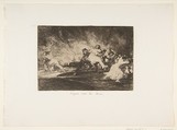 Plate 41 from "The Disasters of War" (Los Desastres de La Guerra): They escape through the flames (Escapan entre las llamas), Goya (Francisco de Goya y Lucientes) Spanish, Etching, burin