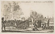 Battery of cannons firing on a city, plate 6 from "Various Military Caprices" (Varii capricci militari), Stefano della Bella Italian, Etching; second state of four