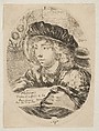 A bust of a young man wearing a cap with feathers, turned three-quarters to the left, the coat of arms of the Grand Duke of Tuscany in top left, title page from 'Several heads in the Persian style' (Plusieurs têtes coiffées à la persienne), Stefano della Bella  Italian, Etching; second state of two