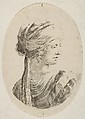 Sultana wearing a turban, in profile to the right, from 'Several heads in the Persian style' (Plusieurs têtes coiffées à la persienne), Stefano della Bella Italian, Etching; second state of two