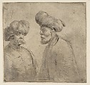 Two Turks in Turbans, Stefano della Bella  Italian, Etching