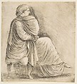 Seated Woman in Profile after Antique Bas Relief, Stefano della Bella Italian, Etching