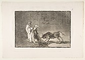 Plate 6 from "La Tauromaquia": The Moors make a different play in the ring calling the bull with their burnous, Goya (Francisco de Goya y Lucientes)  Spanish, Etching, burnished aquatint, drypoint