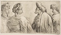 Four Turks, Half Length, Stefano della Bella  Italian, Etching, first or second state of two