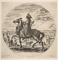 A Moorish horseman facing the left, standing and seated Turks in the middle ground, and other horsemen in the background, from 'Figures on Horseback' (Cavaliers nègres, polonais et hongrois), Stefano della Bella Italian, Etching