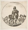 Polish horseman facing right, a circular composition, from 'Figures on Horseback' (Cavaliers nègres, polonais et hongrois), Stefano della Bella Italian, Etching