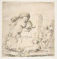 Child Carrying a Puppy on his Shoulder, Stefano della Bella  Italian, Etching retouched with gray wash; artist's proof