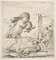 Child Carrying a Puppy on his Shoulder, Stefano della Bella  Italian, Etching; first state, with printed tone