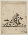 A horseman with sword in hand galloping towards the right, other horsemen galloping towards the left in the background, from "Various cavalry exercises" (Diverses exercices de cavalerie), Stefano della Bella Italian, Etching