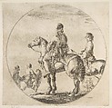 Two Polish horsemen with their horses facing left, from "Figures on Horseback" (Cavaliers nègres, polonais et hongrois), Stefano della Bella Italian, Etching